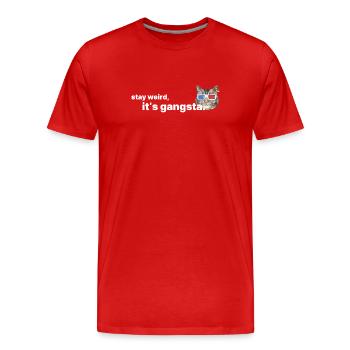 Restez bizarres, c’est gangsta – Retro Cat Statement - T-shirt bio Premium Homme - rouge - Devant - Damien (186cm)
