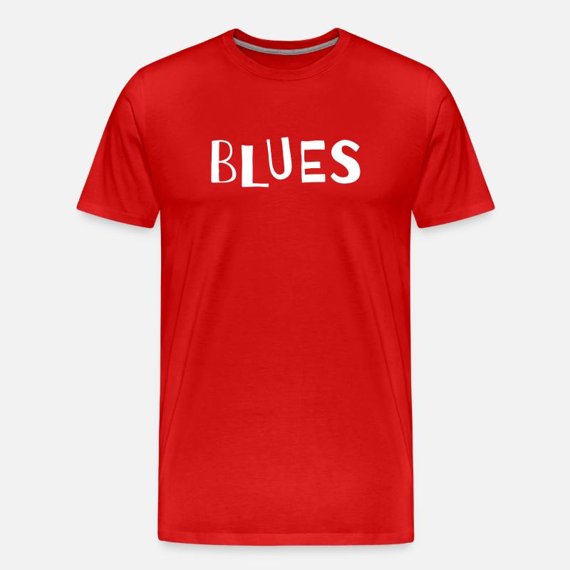 Distressed Blues-typografi - Herre Premium T-shirt økologisk - rød