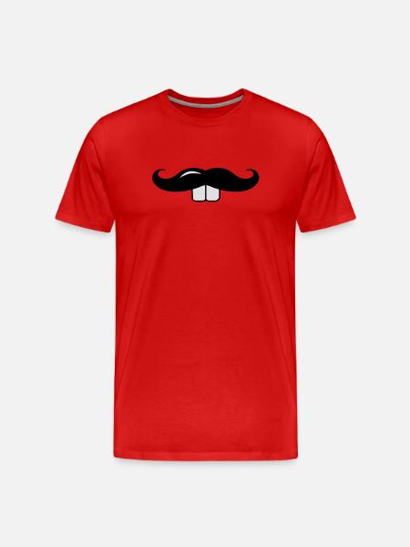 A mustache with Buck teeth - Men's Premium Organic T-Shirt - red
