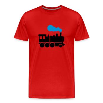 Locomotive - Men's Premium Organic T-Shirt - red - Front - Damien (186cm)