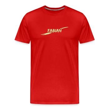 Fabian - Männer Premium Bio T-Shirt - Rot - Vorne - Damien (186cm)