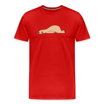 Paresseux paresseux drôle allongé Animal fatigué endormi - T-shirt bio Premium Homme - rouge - Devant - Damien (186cm)