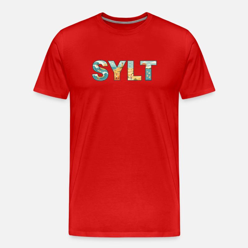SYLT – Inselleben im Buchstaben-Design - Männer Premium Bio T-Shirt - Rot