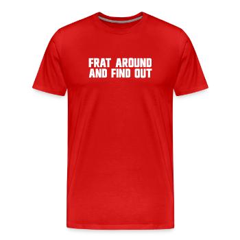 Connect and find out - Men's Premium Organic T-Shirt - red - Front - Damien (186cm)