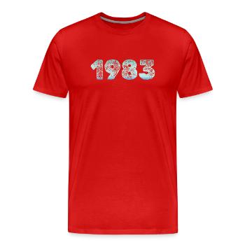 1983 Grunge Gradient Ziffern - Männer Premium Bio T-Shirt - Rot - Vorne - Damien (186cm)