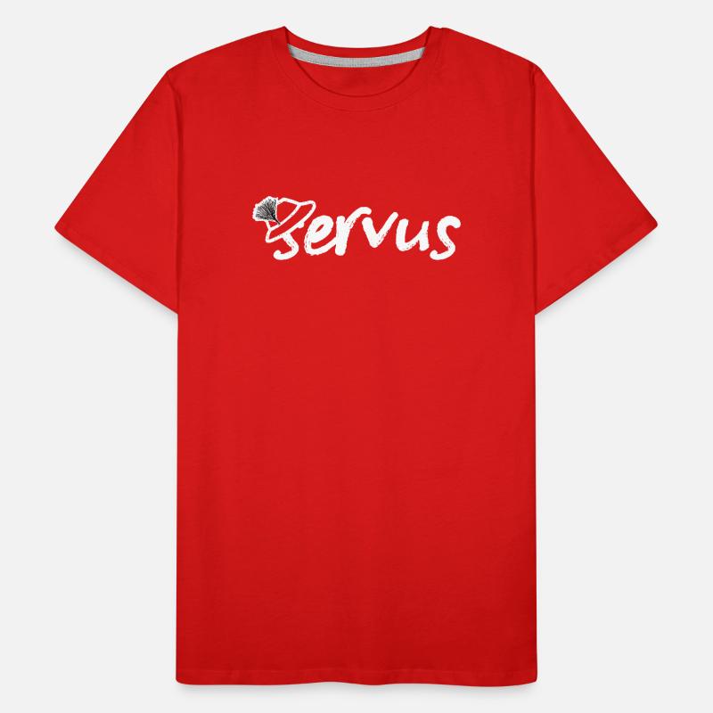 Servus Gruß mit Trachtenhut Männer Premium Bio T-Shirt