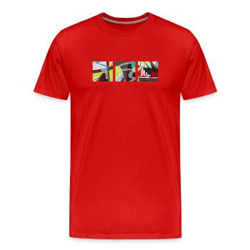 Trilogie de couleurs, de lignes et de surfaces ! - T-shirt bio Premium Homme - rouge - Devant - Damien (186cm)
