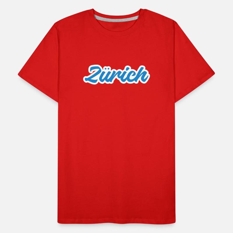 Zürich Script Blau Skyline Männer Premium Bio T-Shirt