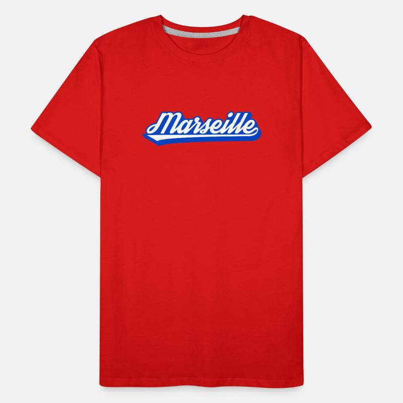 Marseille Retro Blau Script Männer Premium Bio T-Shirt