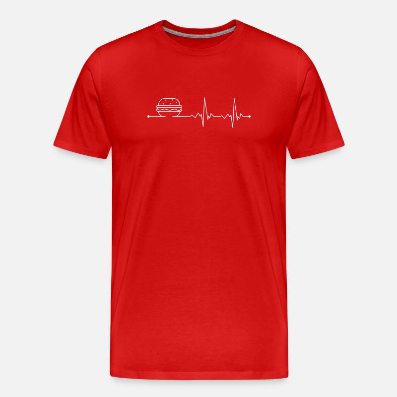 Burger Pulse Linienkunst - Männer Premium Bio T-Shirt - Rot