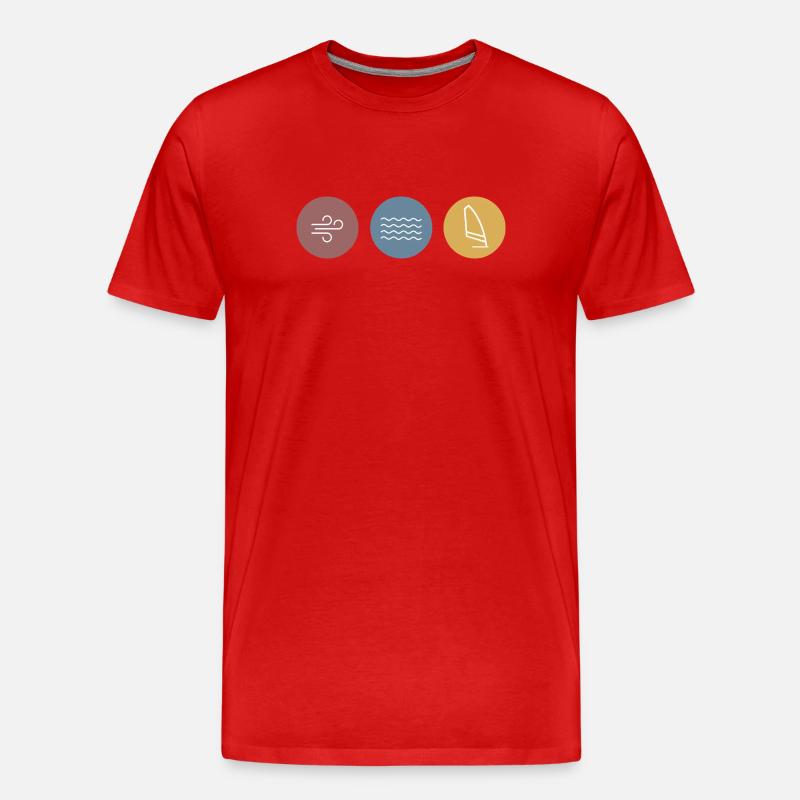 Bunte Icons Windsurfen - Männer Premium Bio T-Shirt - Rot