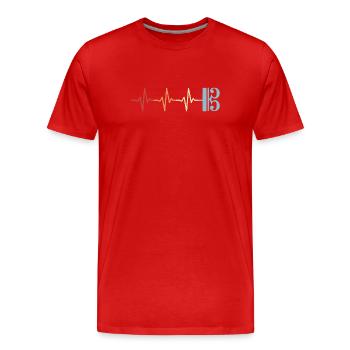 Clé d’alto, alto, alto, battement de cœur - T-shirt bio Premium Homme - rouge - Devant - Damien (186cm)