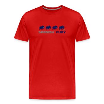 Spanische Bullen und spanische Wut - Männer Premium Bio T-Shirt - Rot - Vorne - Damien (186cm)