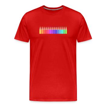 Crayons de couleur - T-shirt bio Premium Homme - rouge - Devant - Damien (186cm)