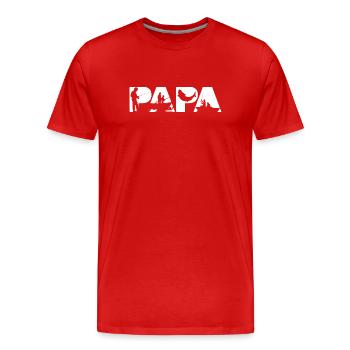 Papa Fischer Angelnde Vater Fischerboot-Silhouette - Männer Premium Bio T-Shirt - Rot - Vorne - Damien (186cm)