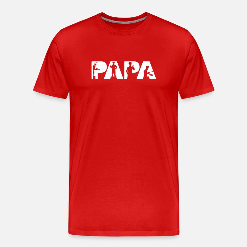 Papa Chef Küchenkönig Chefkoch-Design - Männer Premium Bio T-Shirt - Rot