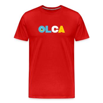 Saint Lucia - Men's Premium Organic T-Shirt - red - Front - Damien (186cm)