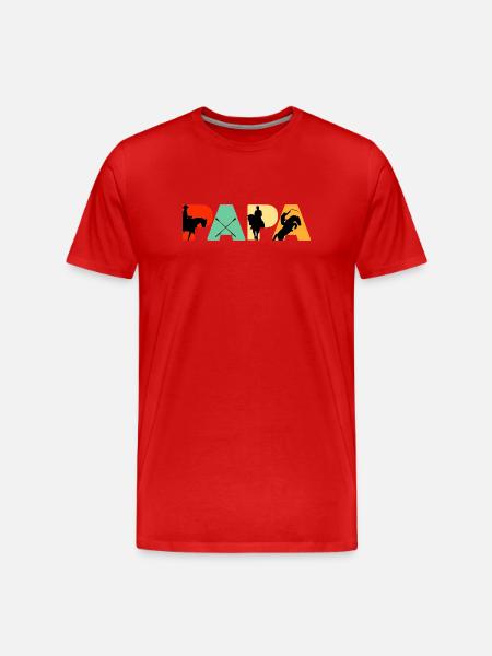 Reiter Papa Reiter-Silhouetten-Kunst - Männer Premium Bio T-Shirt - Rot