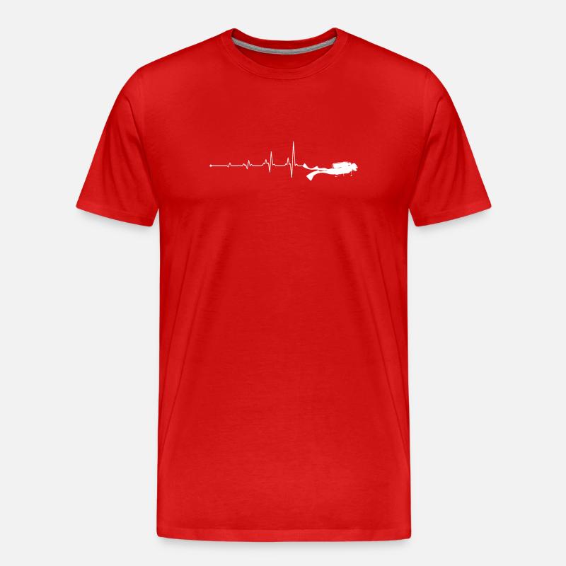 Herzschlag-Tauchen - Männer Premium Bio T-Shirt - Rot