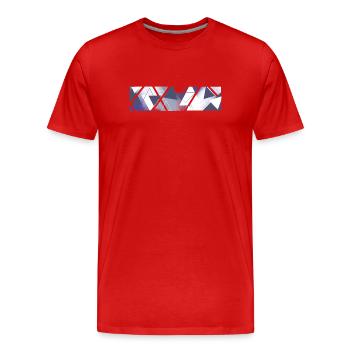 Abstraction géométrique en violet et gris - T-shirt bio Premium Homme - rouge - Devant - Damien (186cm)