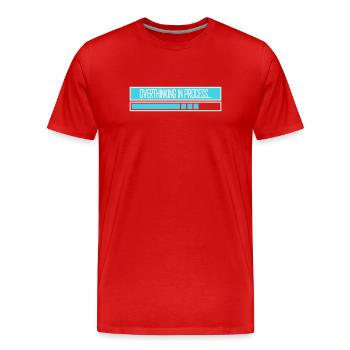 Overthinking In Process Funny Brooding Saying Logo - Men's Premium Organic T-Shirt - red - Front - Damien (186cm)
