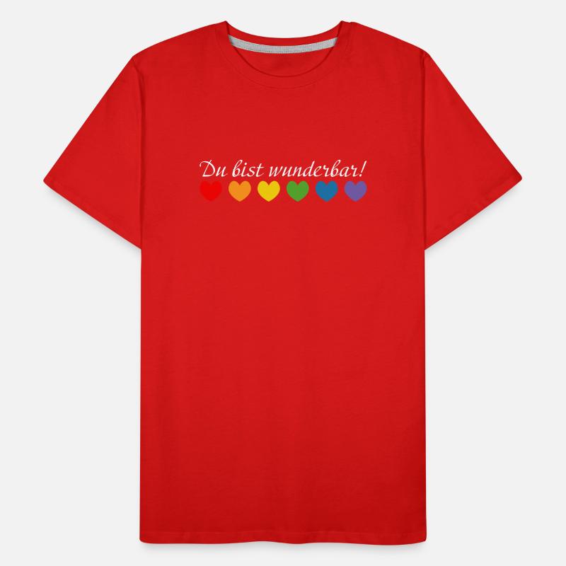Regenbogenherzchen du bist wunderbar white Männer Premium Bio T-Shirt