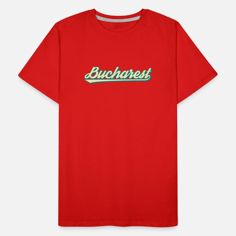 Bucharest Retro Script Men's Premium Organic T-Shirt