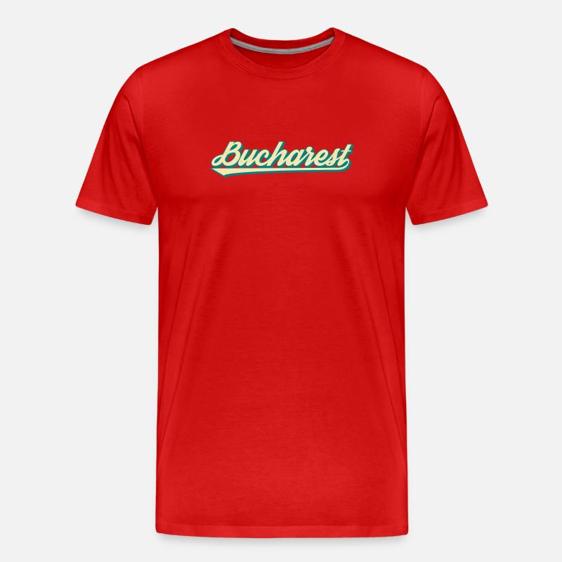 Bucharest Retro Script - Männer Premium Bio T-Shirt - Rot
