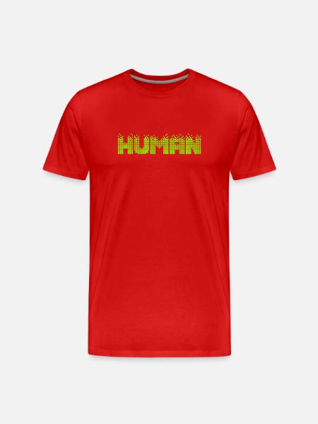 HUMAN Neon Pixel Glitch - Men's Premium Organic T-Shirt - red