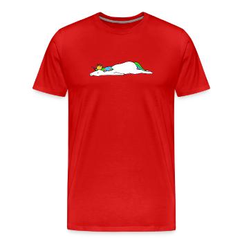Faules Einhorn schläft Komisch Nickerchen Magische Krone - Männer Premium Bio T-Shirt - Rot - Vorne - Damien (186cm)