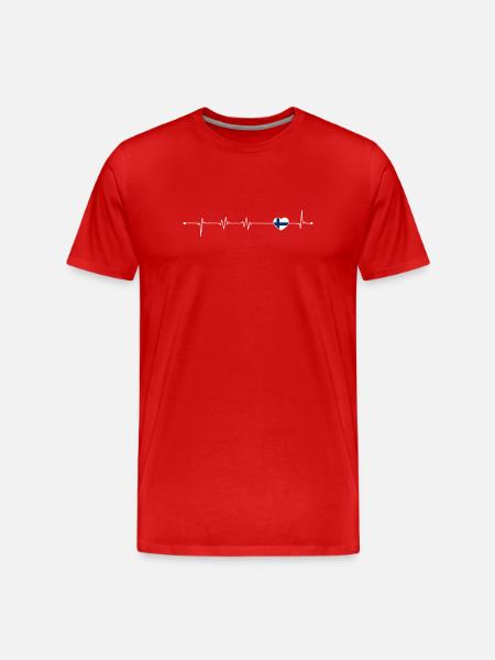 Heartbeat Love Finlande Drapeau - T-shirt bio Premium Homme - rouge