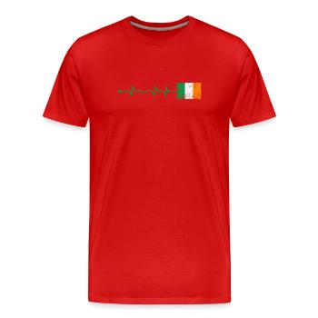 Ireland Flag Heartbeat - Men's Premium Organic T-Shirt - red - Front - Damien (186cm)