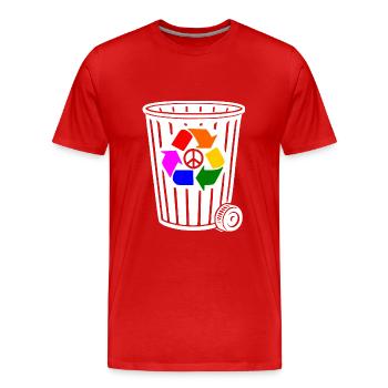Peace Recycling Peacezeichen - Männer Premium Bio T-Shirt - Rot - Vorne - Damien (186cm)