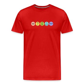 Fünf Sinne, Sinnesorgane, Medizin - Männer Premium Bio T-Shirt - Rot - Vorne - Damien (186cm)