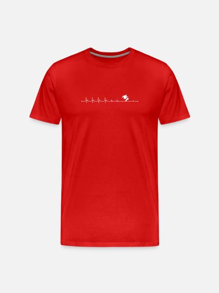Heartbeat Line with Tiny Heart - Men's Premium Organic T-Shirt - red