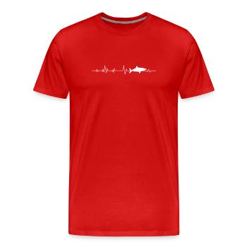 Hai - Männer Premium Bio T-Shirt - Rot - Vorne - Damien (186cm)