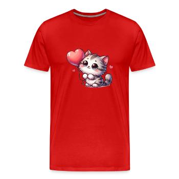 Katze Ballon Haustiere - Männer Premium Bio T-Shirt - Rot - Vorne - Damien (186cm)