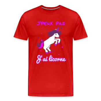 Ich kann nicht ich Einhorn - Männer Premium Bio T-Shirt - Rot - Vorne - Damien (186cm)