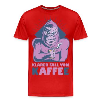 Affe trinkt Kaffee - Klarer Fall von kAFFEe - Männer Premium Bio T-Shirt - Rot - Vorne - Damien (186cm)