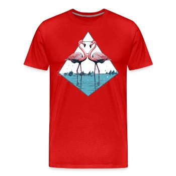 Flamingos stand in the water - Men's Premium Organic T-Shirt - red - Front - Damien (186cm)