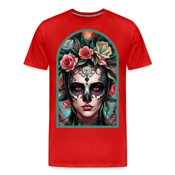Jour des morts - Dia de los Muortos - T-shirt bio Premium Homme - rouge - Devant - Damien (186cm)