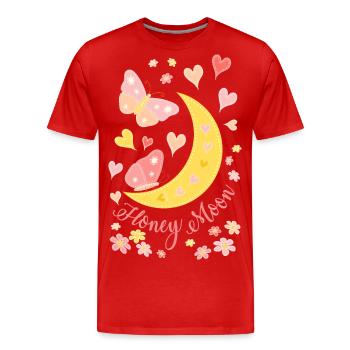 Honeymoon with Moon Heart Flowers and Butterflies - Men's Premium Organic T-Shirt - red - Front - Damien (186cm)