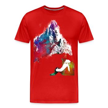 mountaineer climbing sport art #mountaineer #climb - Men's Premium Organic T-Shirt - red - Front - Damien (186cm)