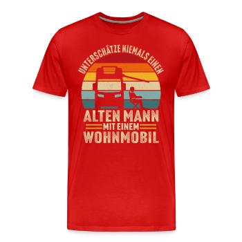 Alten Mann mit einem Wohnmobil - Männer Premium Bio T-Shirt - Rot - Vorne - Damien (186cm)