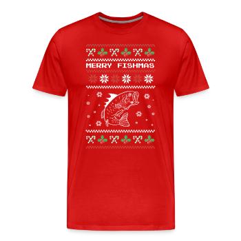 Merry Fishma’s Angler Perch Cadeau de Noël - T-shirt bio Premium Homme - rouge - Devant - Damien (186cm)