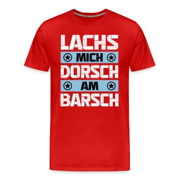 Lachs Mich Dorsch Am Barsch - Männer Premium Bio T-Shirt - Rot - Vorne - Damien (186cm)