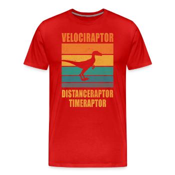 Velociraptor Distanceraptor Timeraptor Dinosaure - T-shirt bio Premium Homme - rouge - Devant - Damien (186cm)