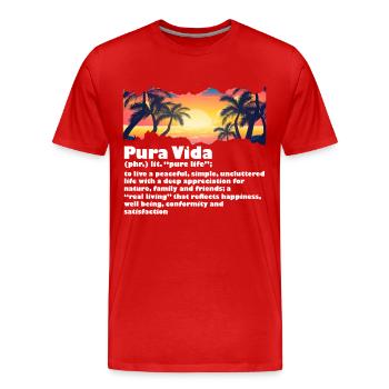 Pura Vida Définition Vie Sagesse Amérique centrale - T-shirt bio Premium Homme - rouge - Devant - Damien (186cm)