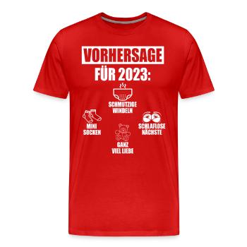 Vorhersage 2023 Geburt Windeln Socken Eltern - Männer Premium Bio T-Shirt - Rot - Vorne - Damien (186cm)