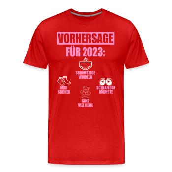 Vorhersage 2023 Geburt Windeln Socken Eltern - Männer Premium Bio T-Shirt - Rot - Vorne - Damien (186cm)
